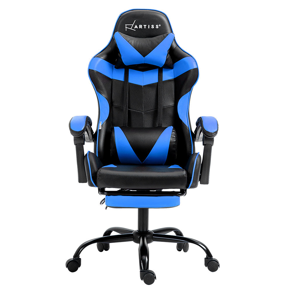 Comfy Gaming Chair with Footrest – Blue – Standard