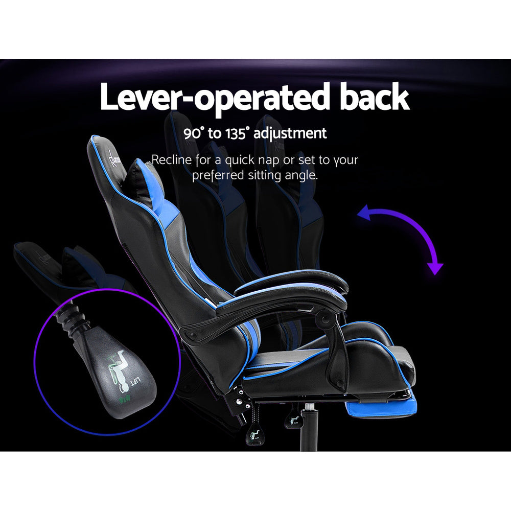 Comfy Gaming Chair with Footrest – Blue – Standard