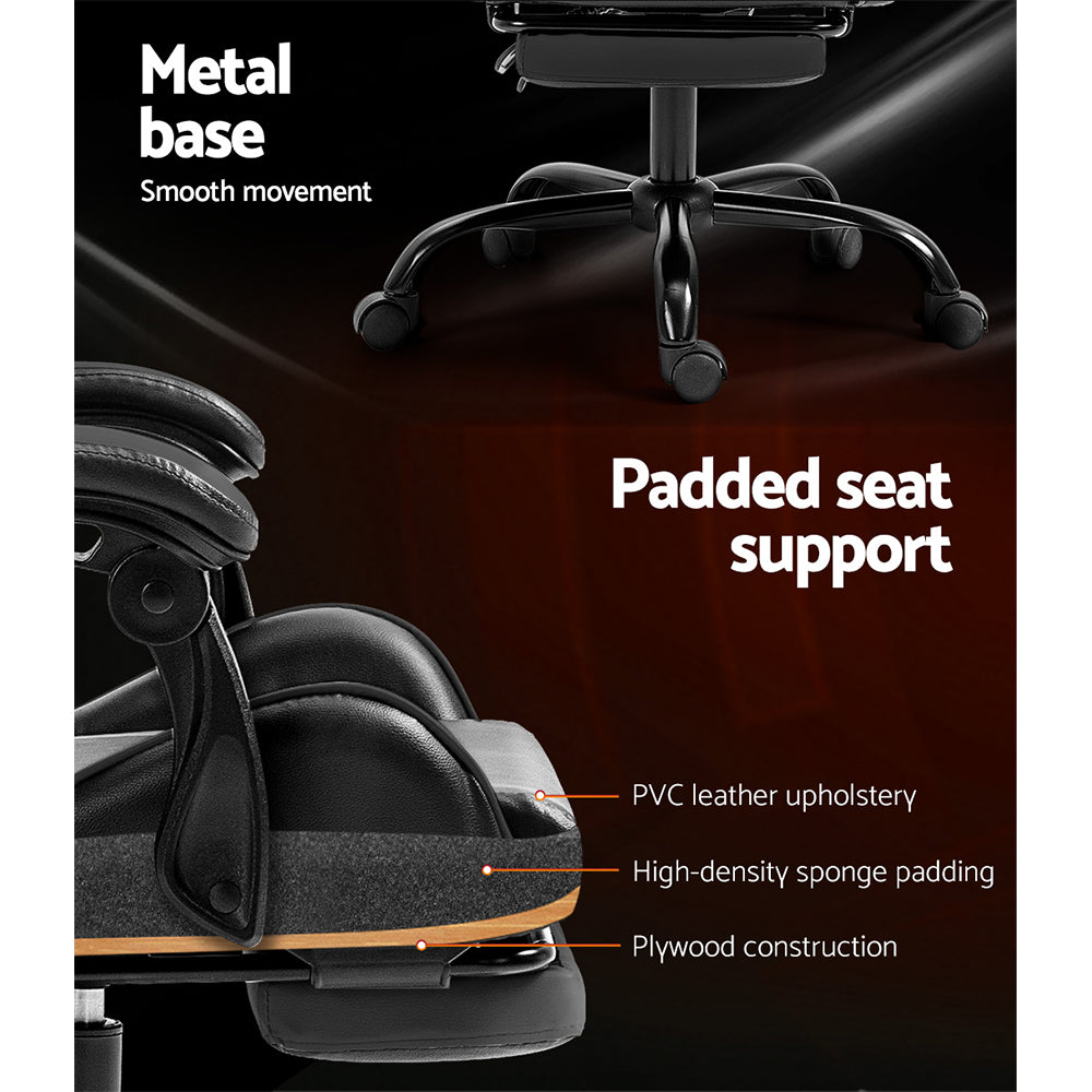 Executive Gaming Chair – Grey / Charcoal – With Footrest