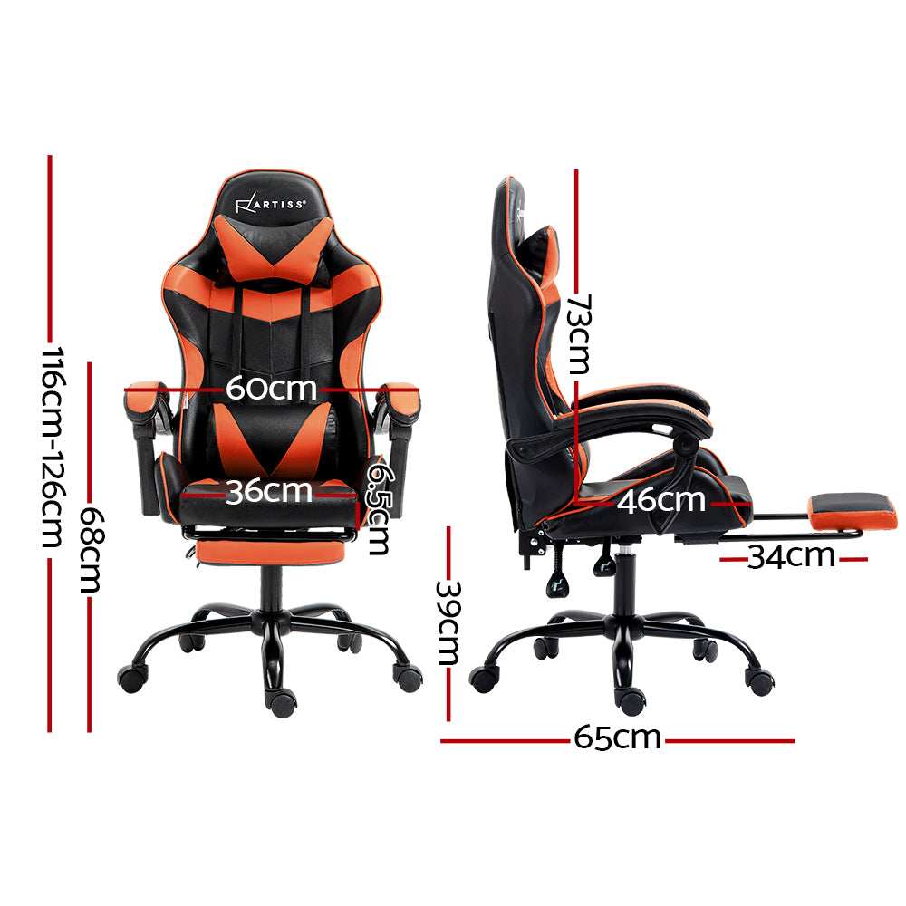 Comfy Gaming Executive Chair – Orange – With Footrest