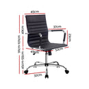 Leather Mid Back Office Chair - Black