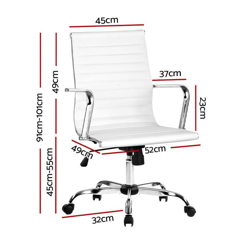 Leather Mid Back Office Chair - White