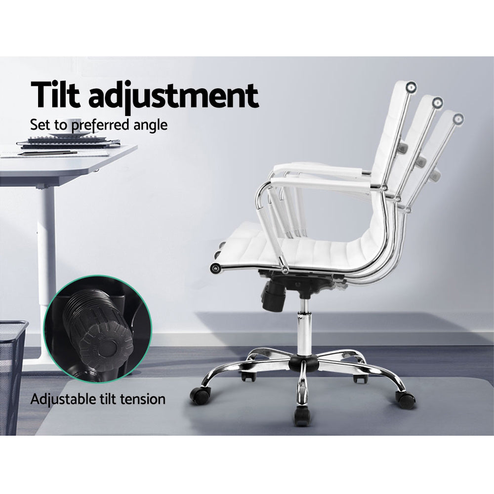 Fiora Leather Mid-Back Office Chair – White – Standard