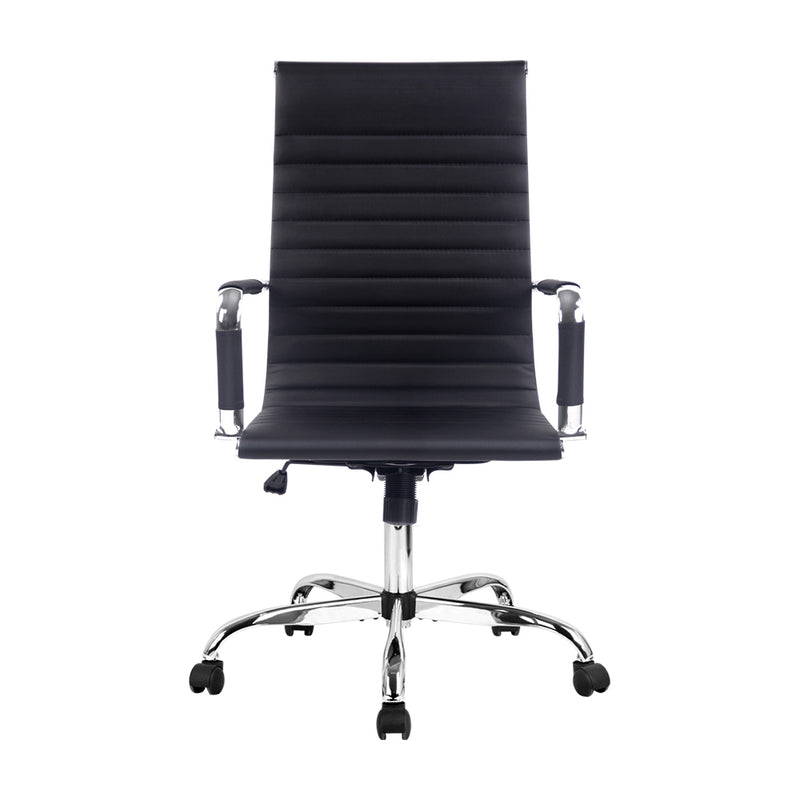 Leather High Back Office Chair - Black