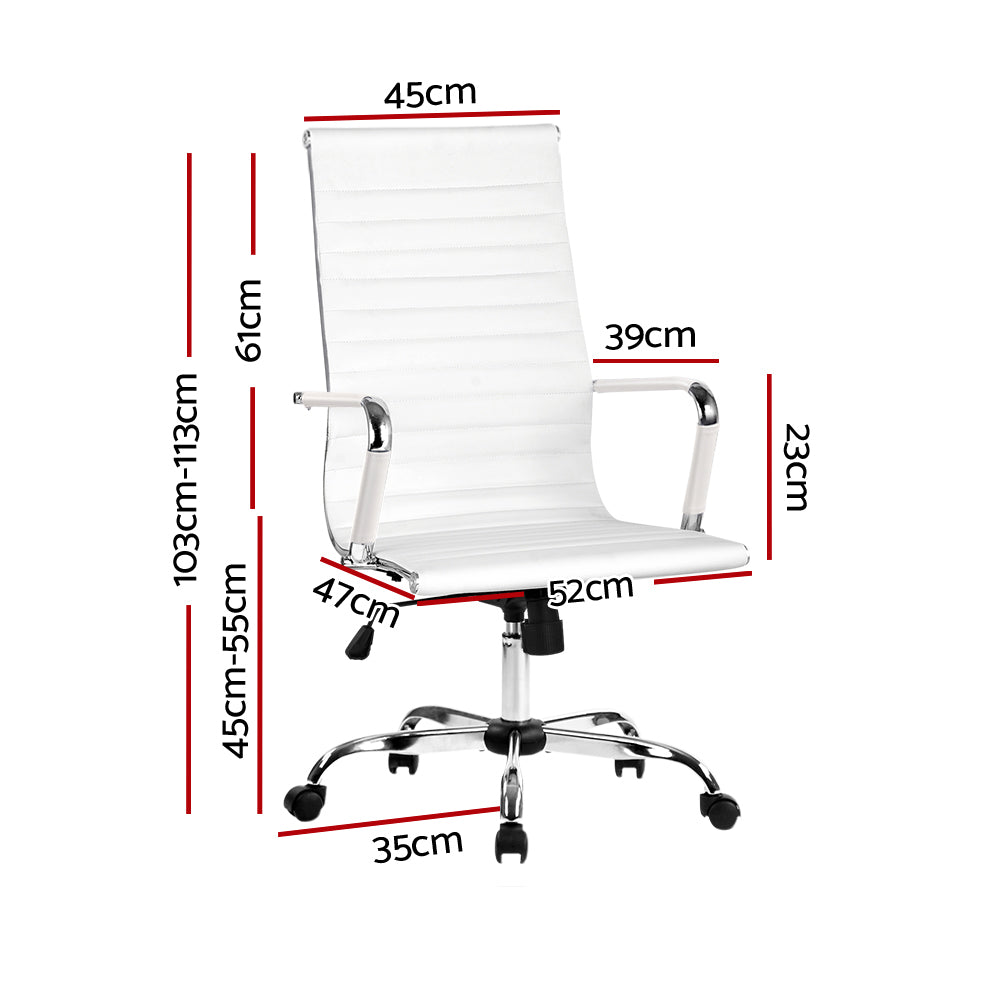 Zenith High Back Office Chair – White Leather – Executive