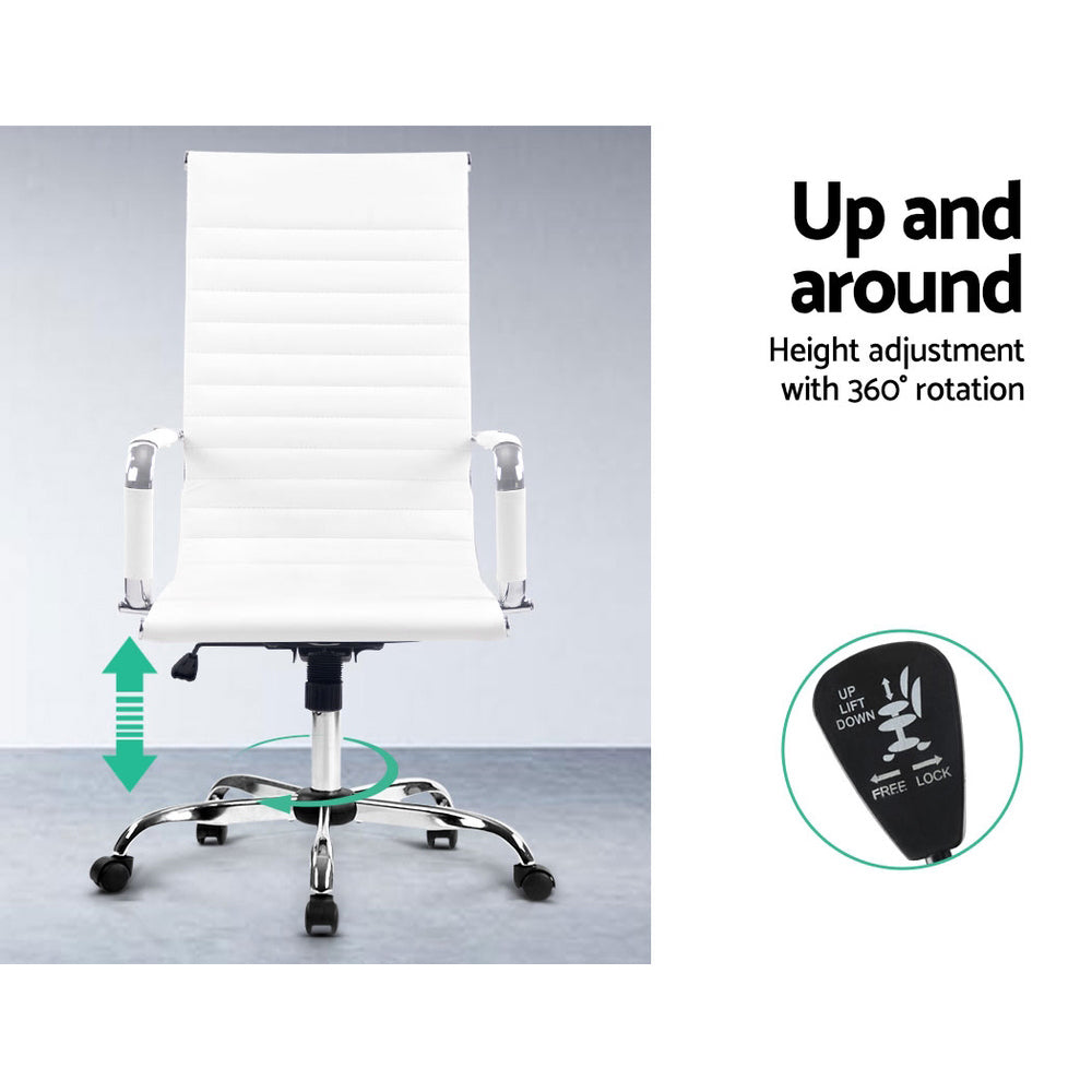 Zenith High Back Office Chair – White Leather – Executive