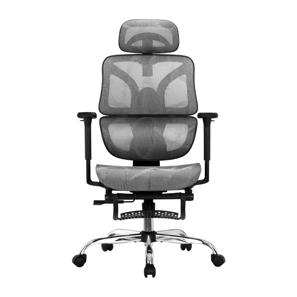 Zenith Ergonomic Office Chair with Footrest – Grey – Standard