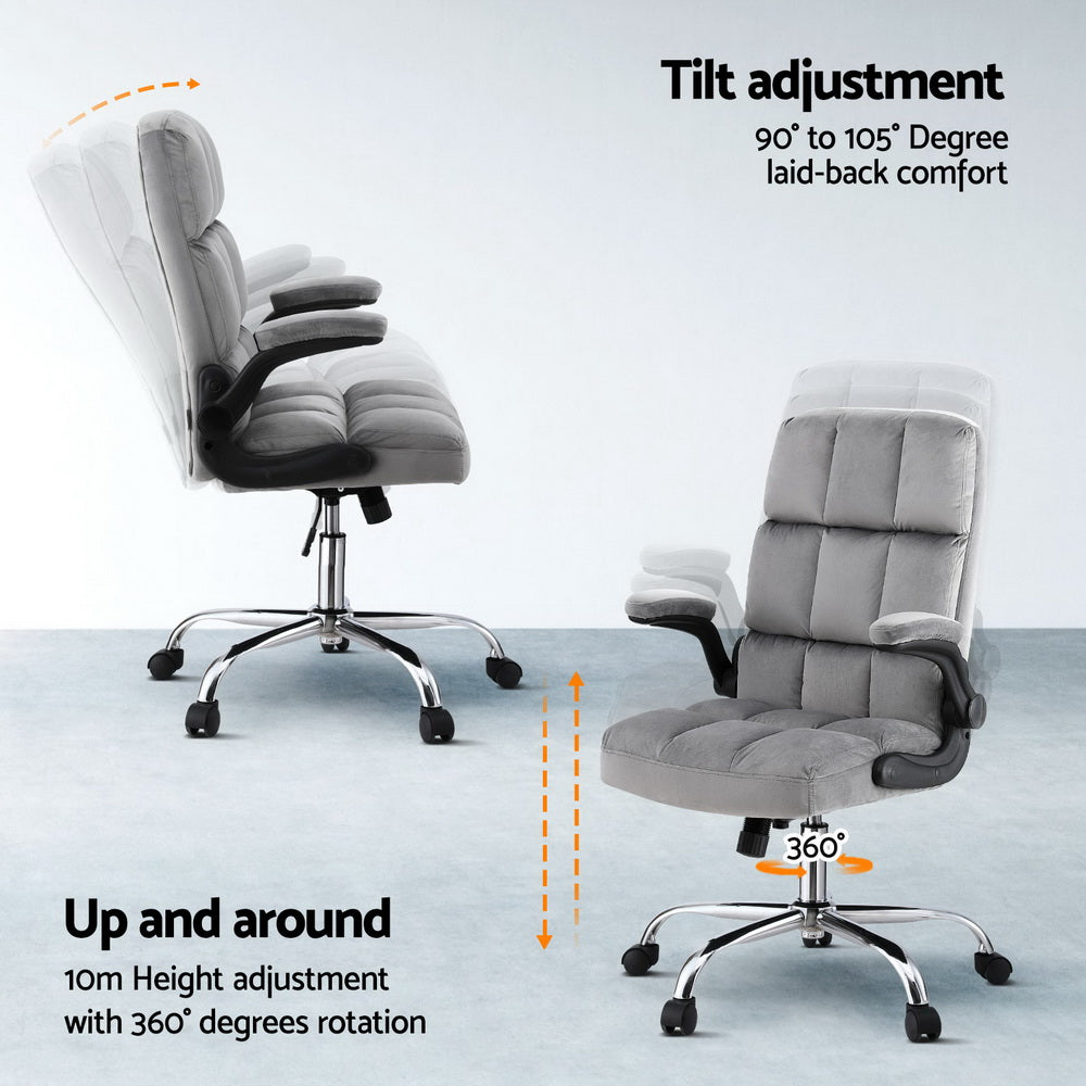 Valdron Velvet Racing Office Chair – Grey – Standard