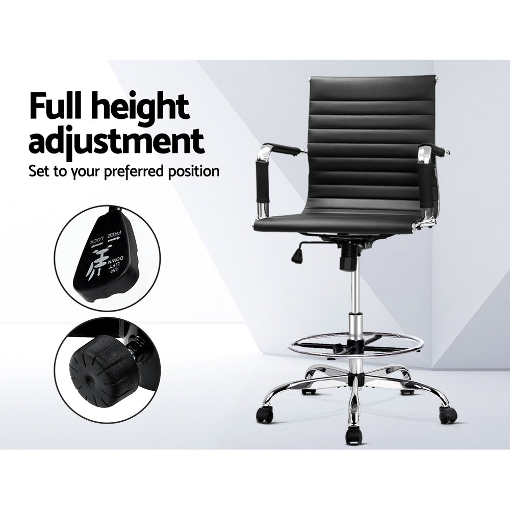 Sterling Leather Drafting Office Chair – Black