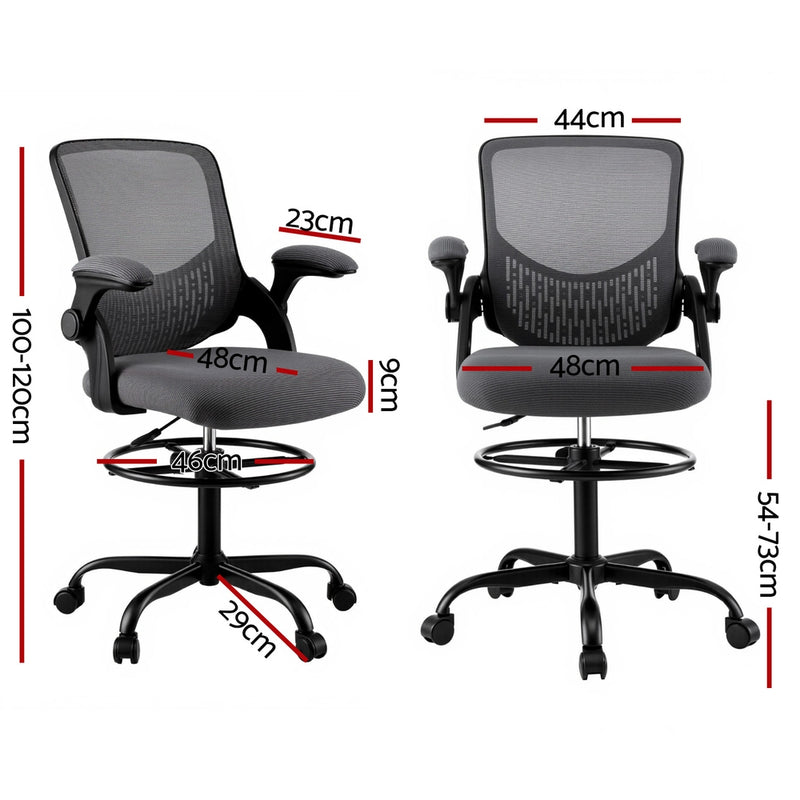 Drafting Office Chair – Mesh Design, Grey Studio Seat