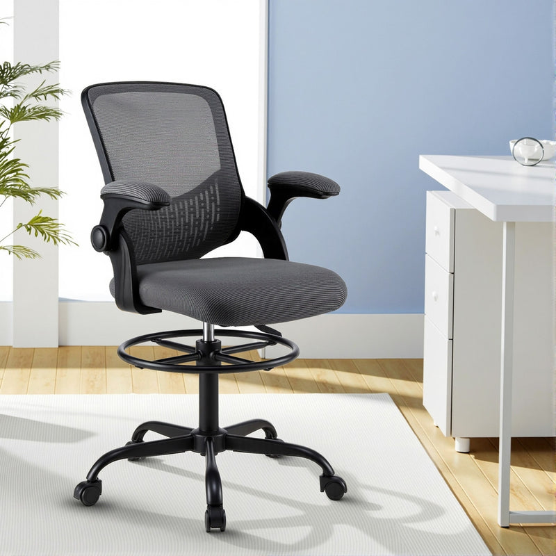 Drafting Office Chair – Mesh Design, Grey Studio Seat