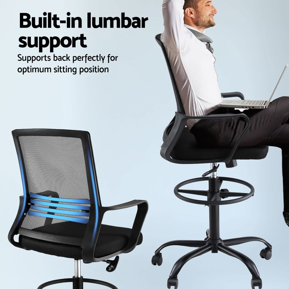 Brescia Drafting Office Chair – Black – Standard