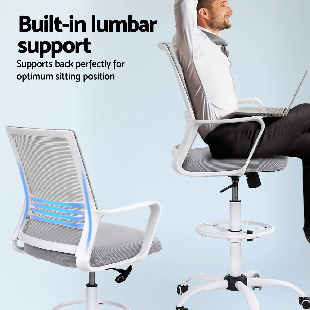 Arezzo Drafting Office Chair – White – Standard