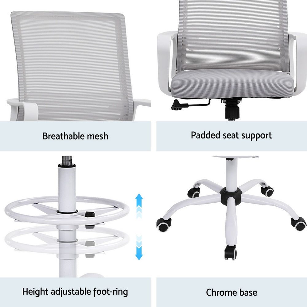 Arezzo Drafting Office Chair – White – Standard