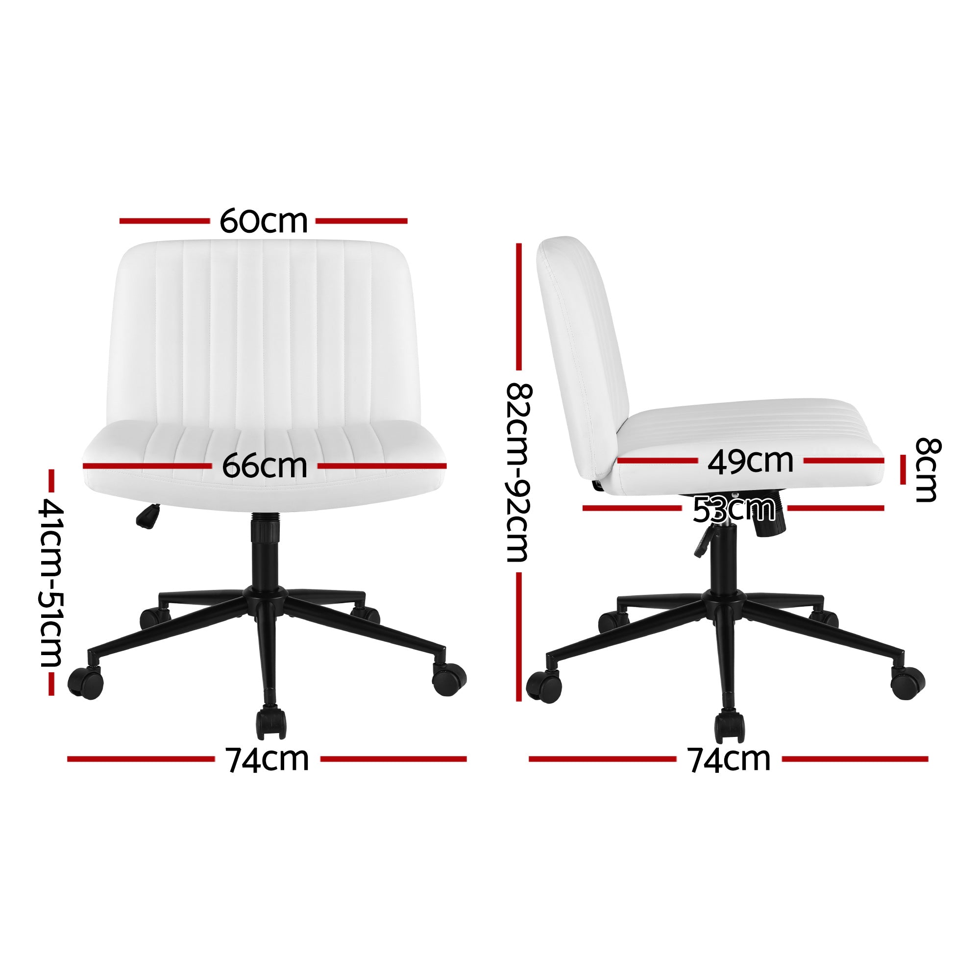 Serano Cross-Legged Office Chair – White – With Wheels