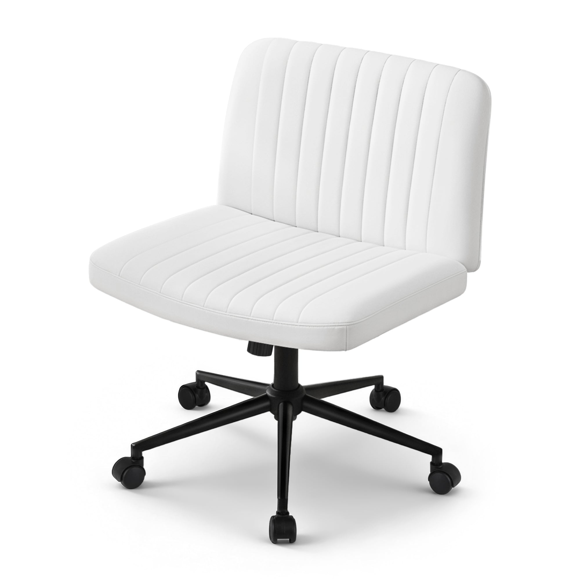 Serano Cross-Legged Office Chair – White – With Wheels
