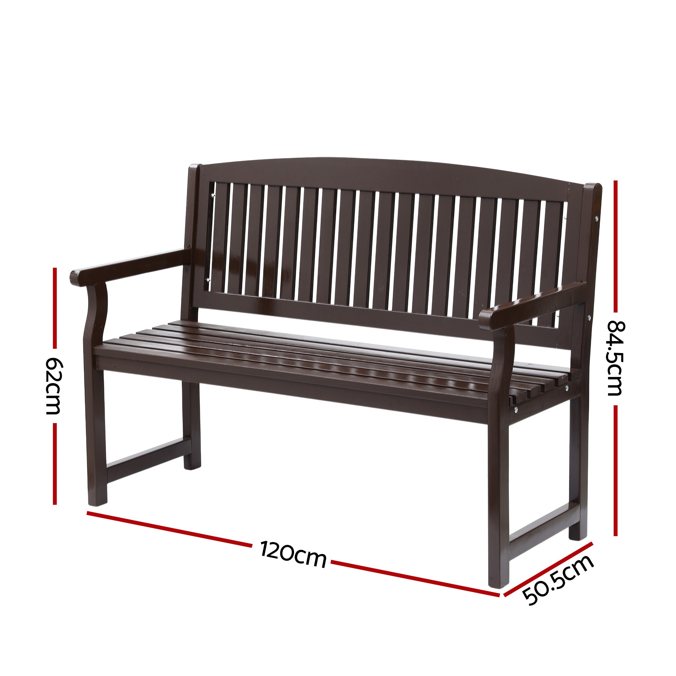 Hudson Garden Bench – Brown – 2 Seater