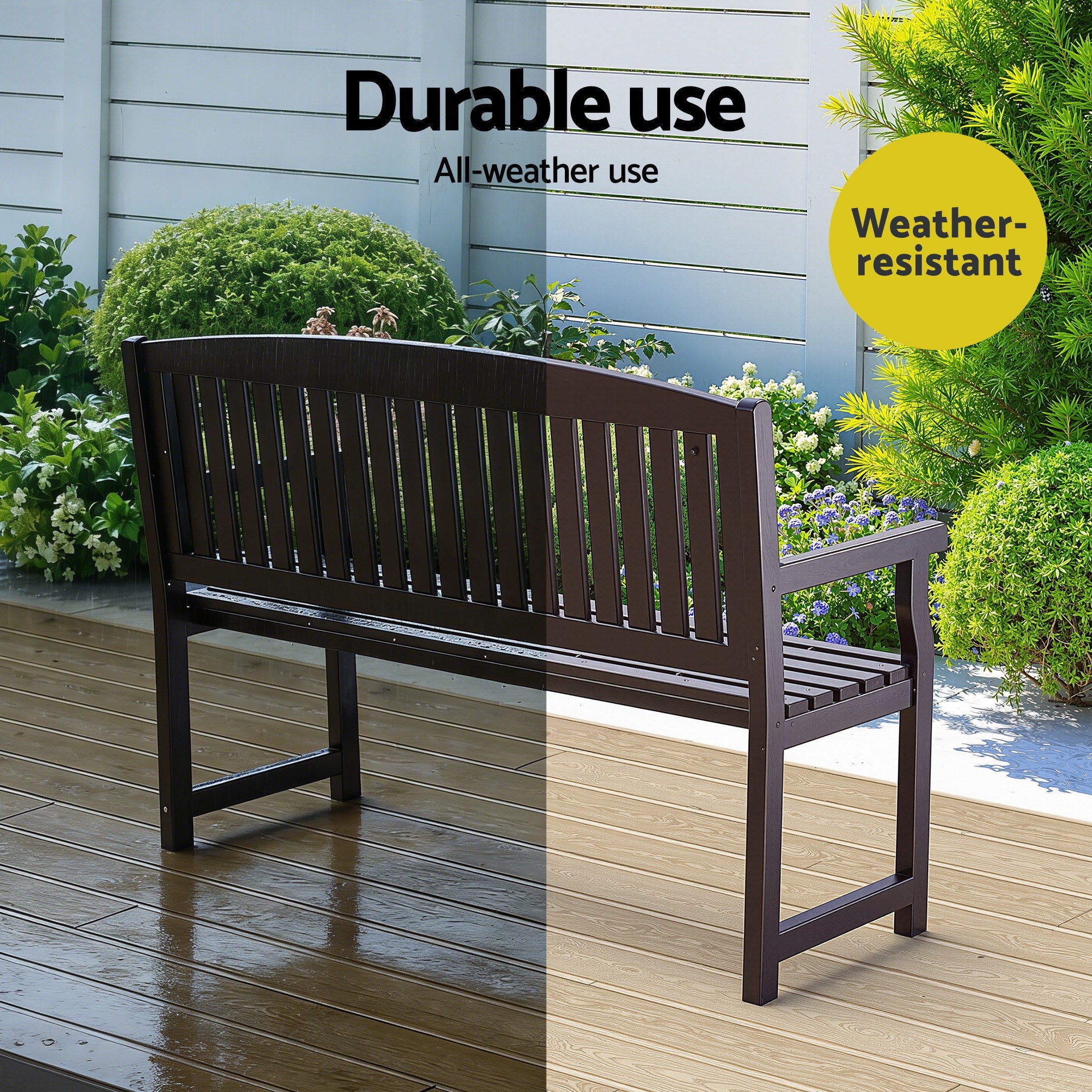 Hudson Garden Bench – Brown – 2 Seater