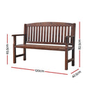 2-Seater Wooden Garden Bench – Lounge Chair, Brown Finish