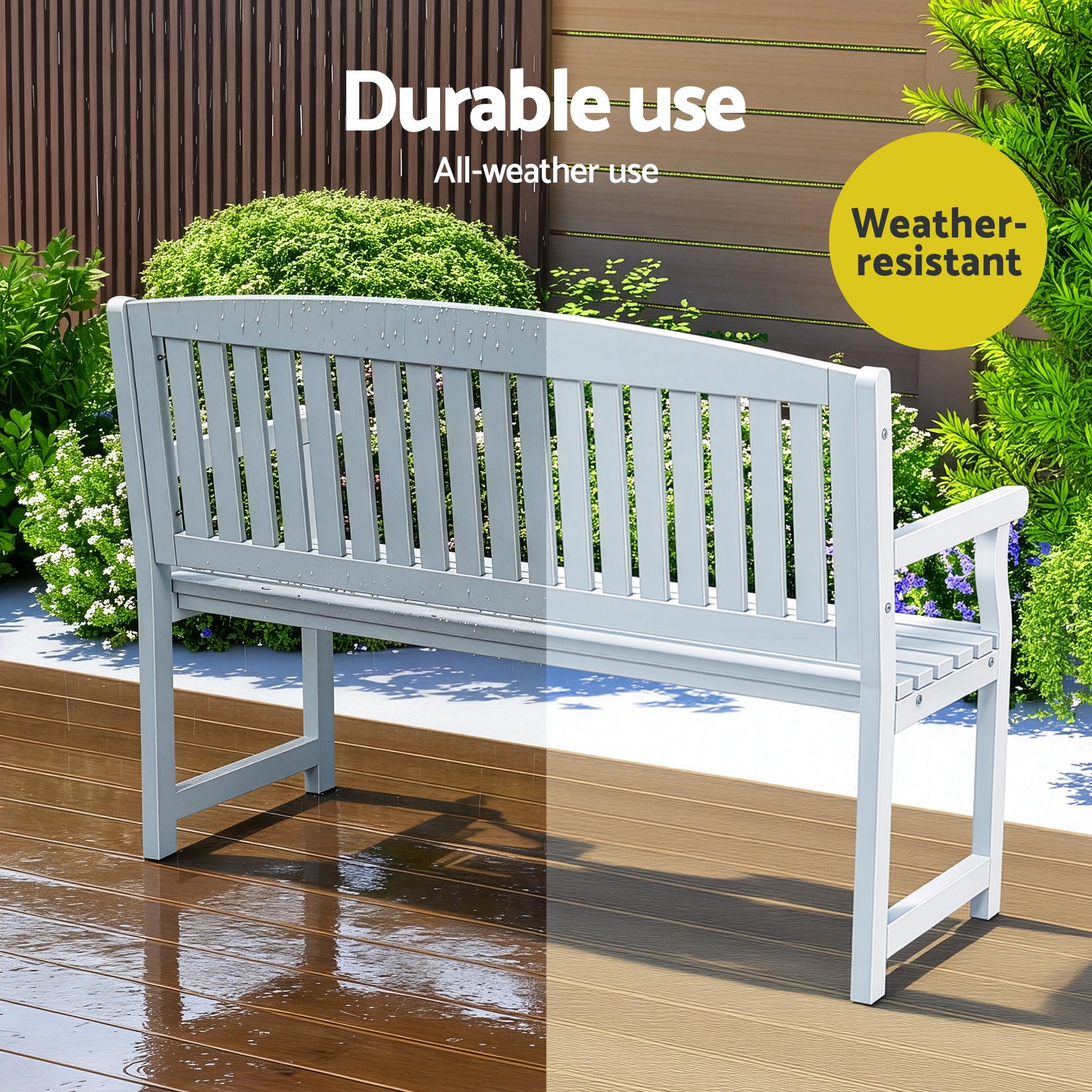 Kairo Garden Bench – White – 2 Seater