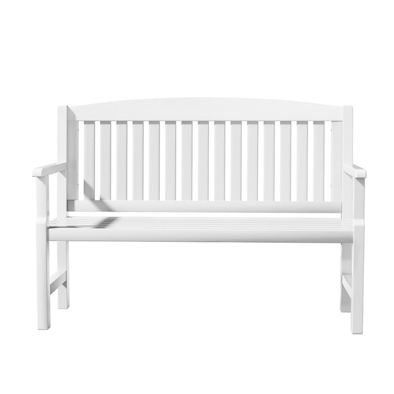 2-Seater Wooden Garden Bench – Lounge Chair, White Finish