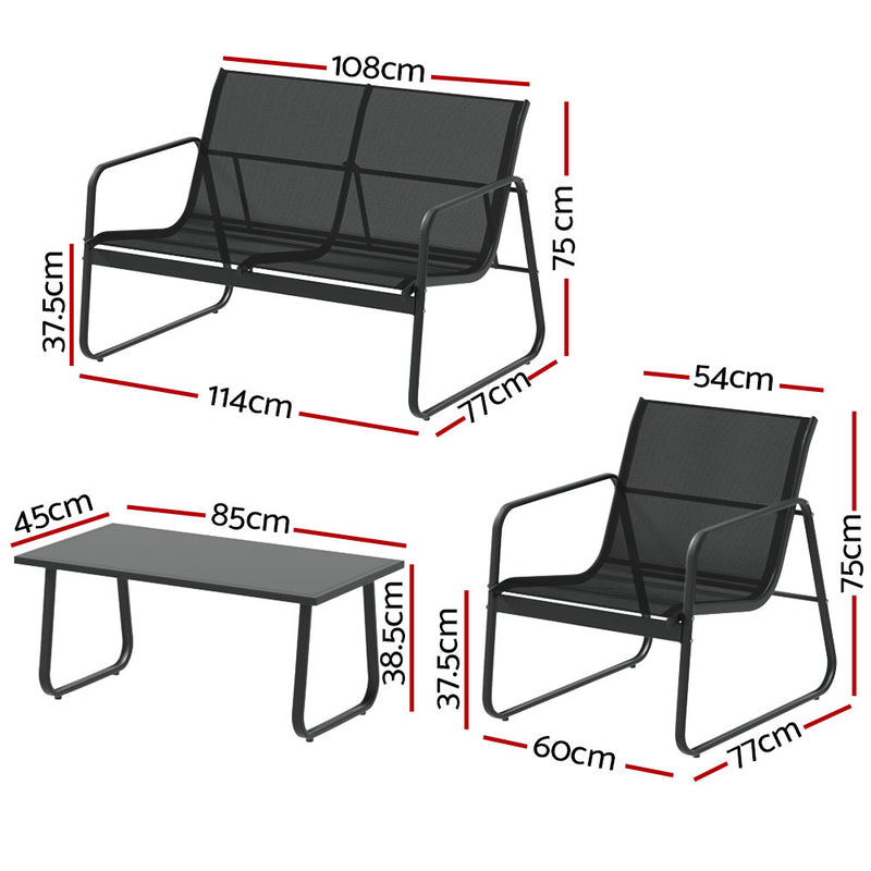 Outdoor Sofa Lounge Set – Textilene Table & Chairs, Garden Style