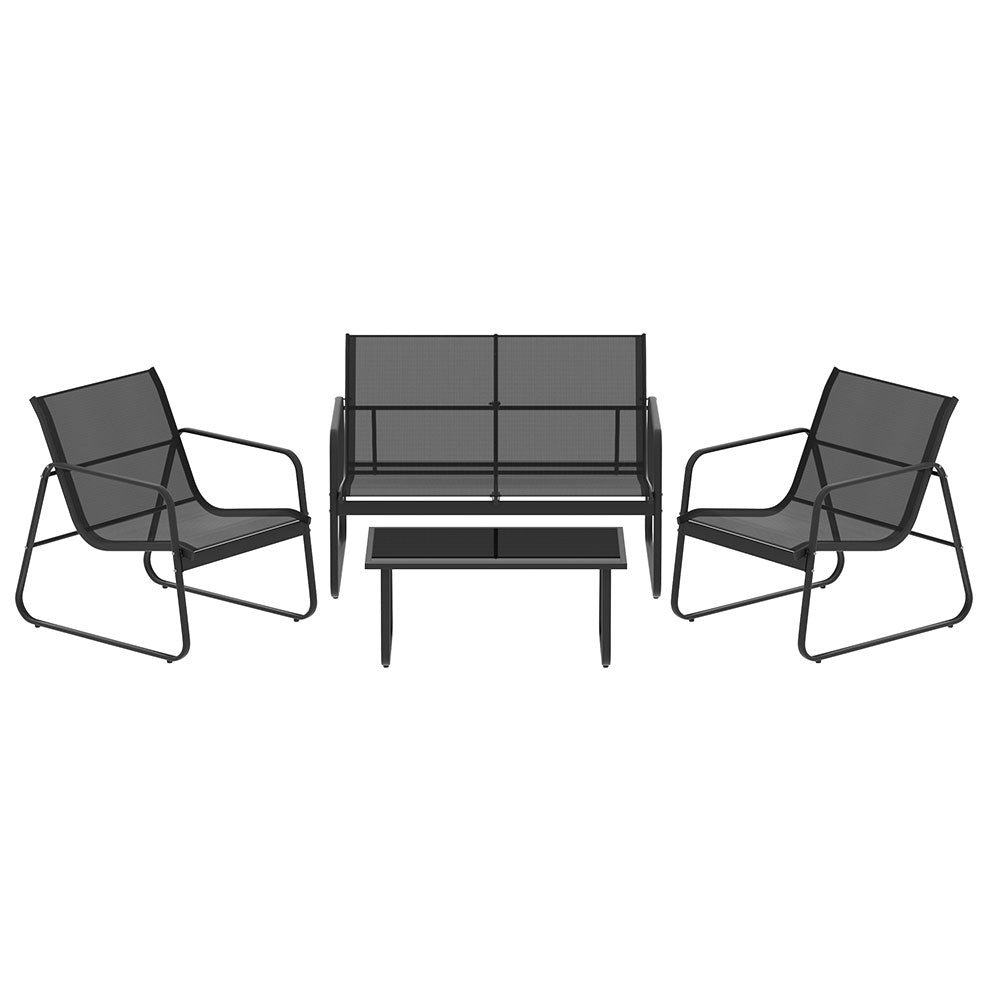 Serano Outdoor Sofa Lounge Set – Black – 4 Piece