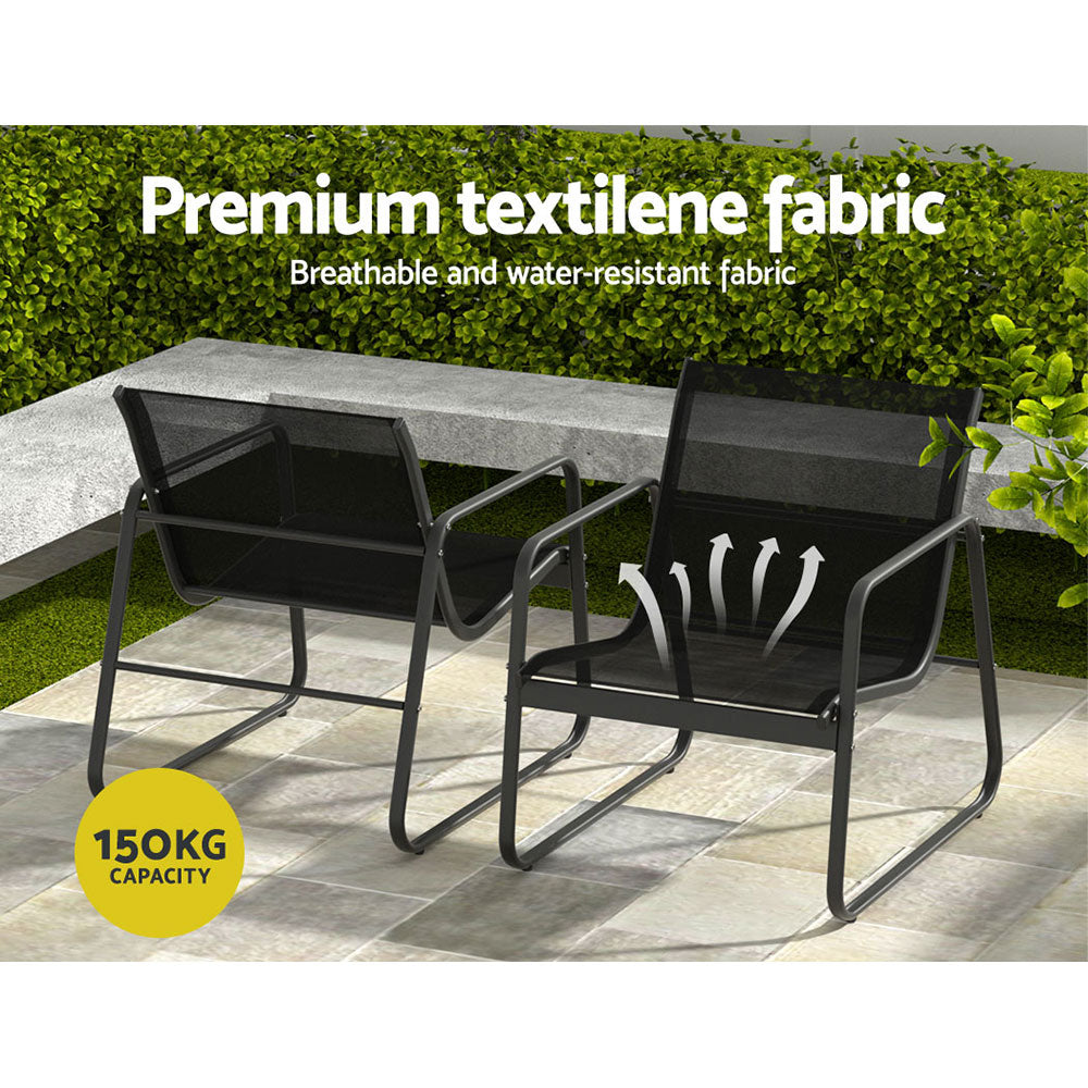 Serano Outdoor Sofa Lounge Set – Black – 4 Piece