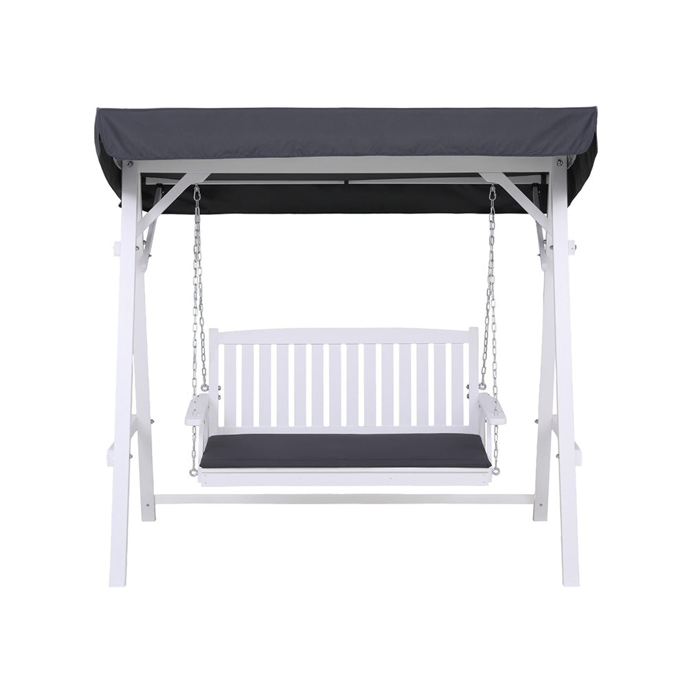 Pavilion Garden Swing with Canopy – White – 3 Seater