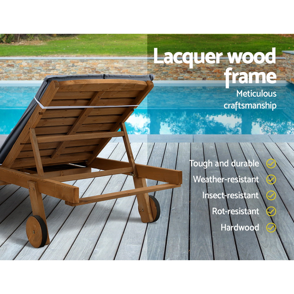 Marston Sun Loungers with Wheels – Grey – Set of 2