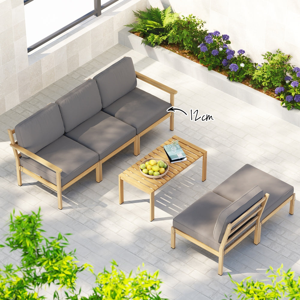 Avalon Outdoor Sofa Set – Wood – 6 Piece