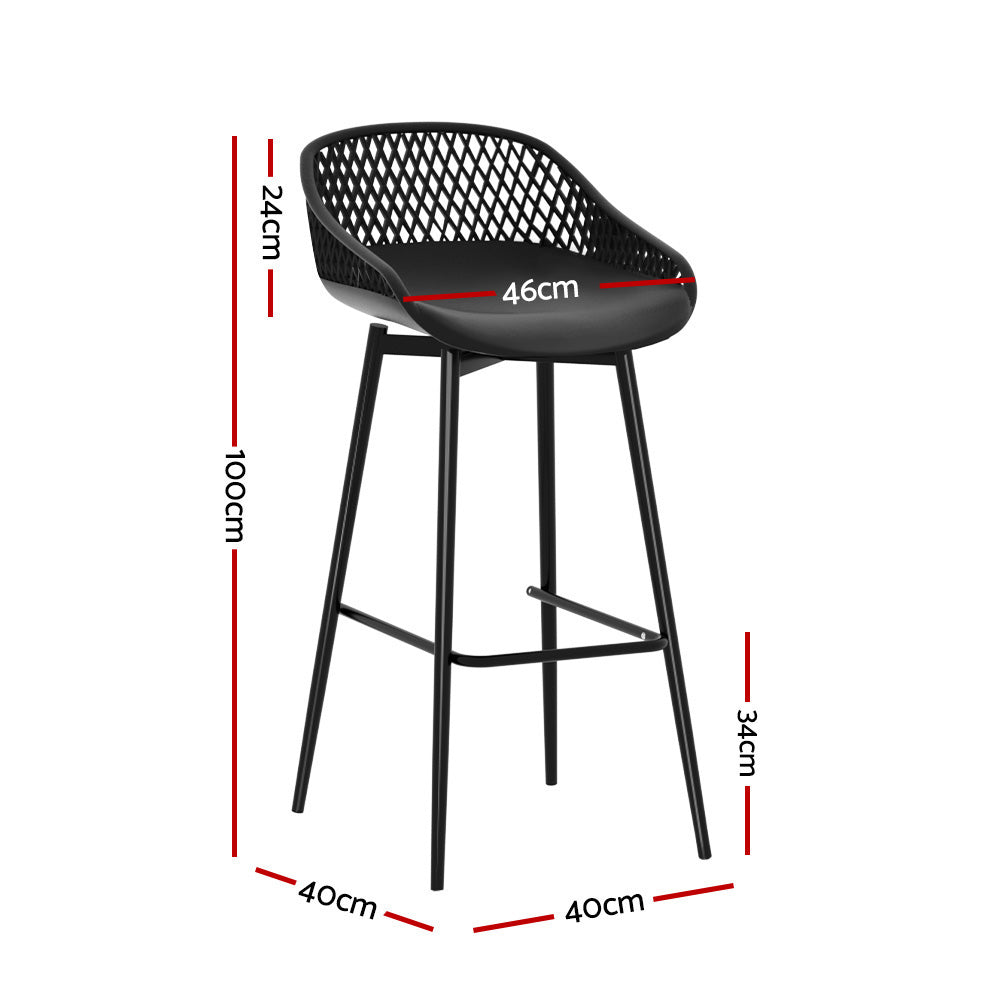 Coastal Outdoor Bar Stools – Black – Set of 2