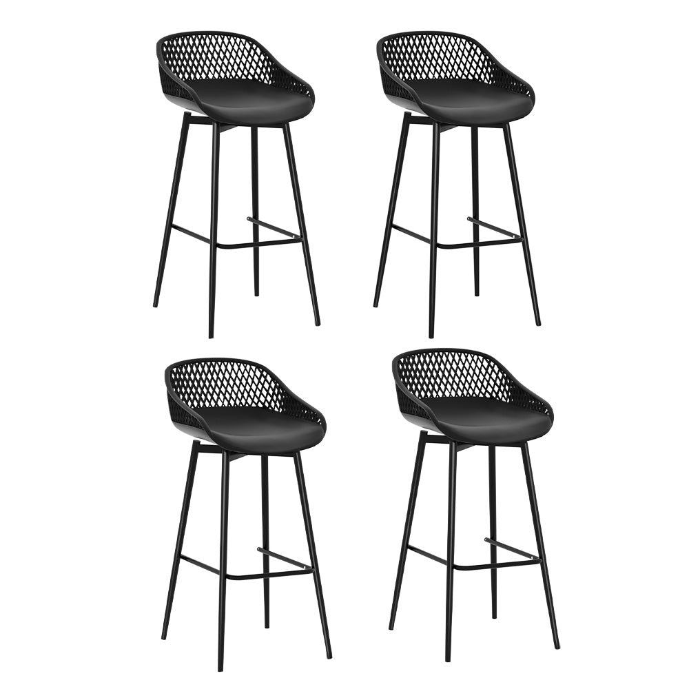 Nova 4x Outdoor Bar Stools Plastic Black