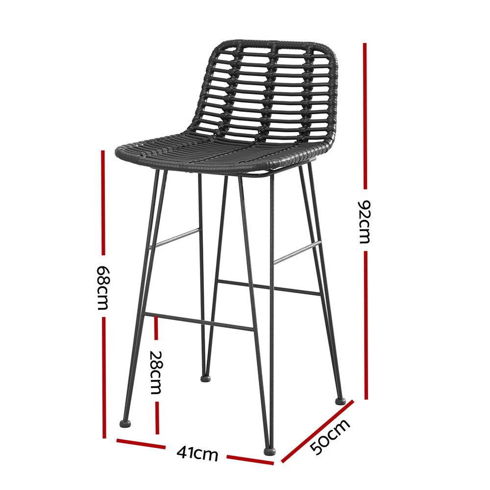 Arlo Wicker Bar Stools – Black – Set of 2