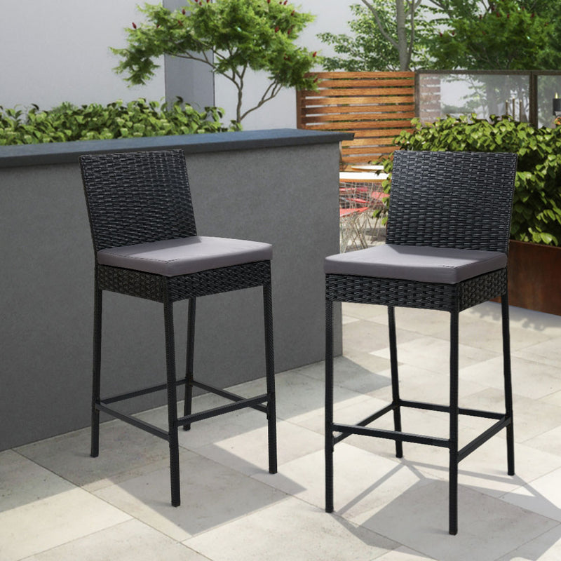 Set of 2 - Wicker Bar Stools