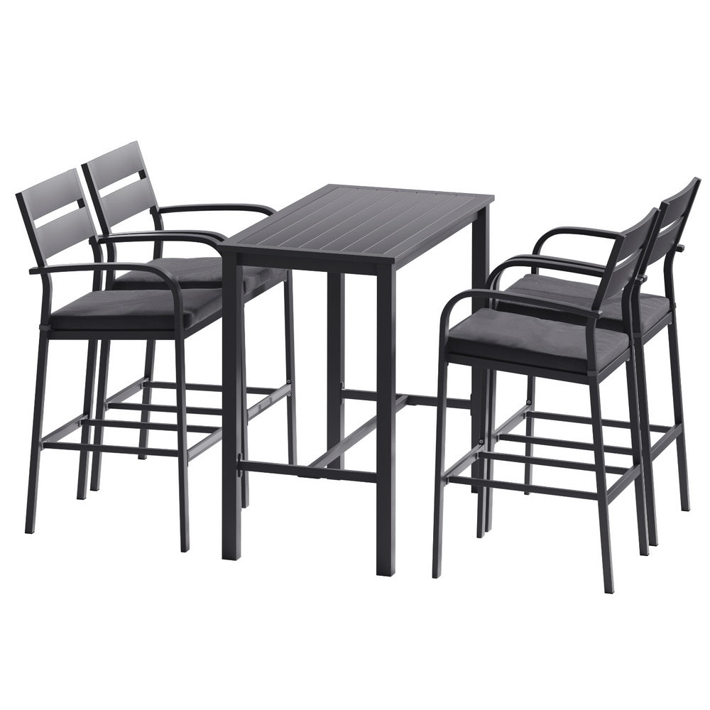 Outdoor Bar Set 5 - Piece Patio Dining Chairs Aluminium Table Stools