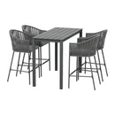 Rowan 5 - Piece Outdoor Bar Set Dining Table Rope Chair Patio Bistro Set