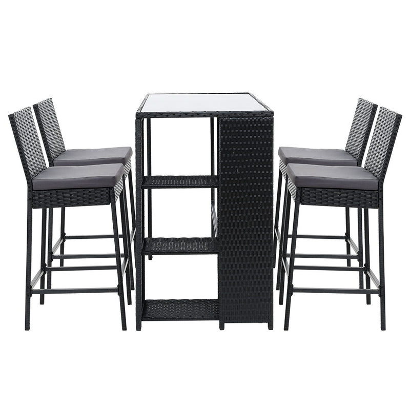 5-Piece Outdoor Wicker Bar Set