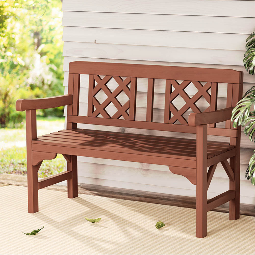 Outdoor Garden Bench Wooden Chair 2 Seat Patio Furniture Lounge Natural