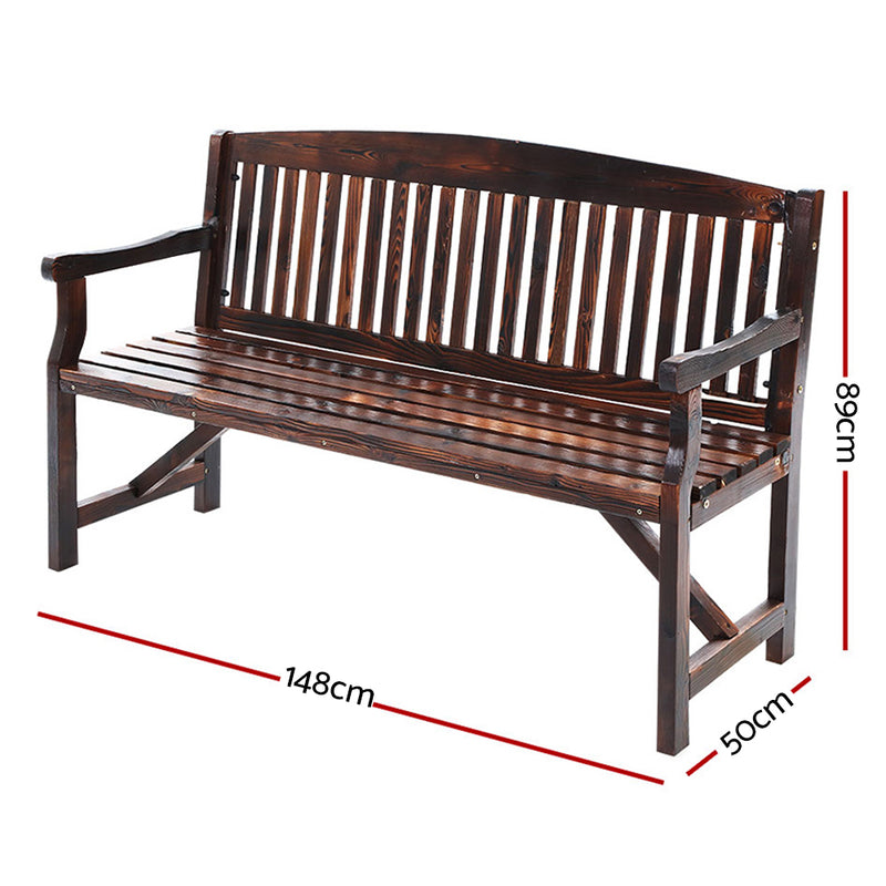 3 Seat Outdoor Wooden Garden Bench - Charcoal