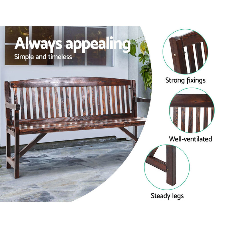 3 Seat Outdoor Wooden Garden Bench - Charcoal