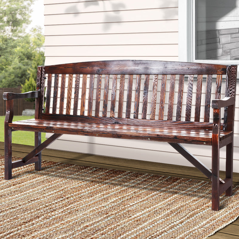 3 Seat Outdoor Wooden Garden Bench - Charcoal