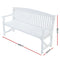 3 Seat Outdoor Wooden Garden Bench - White