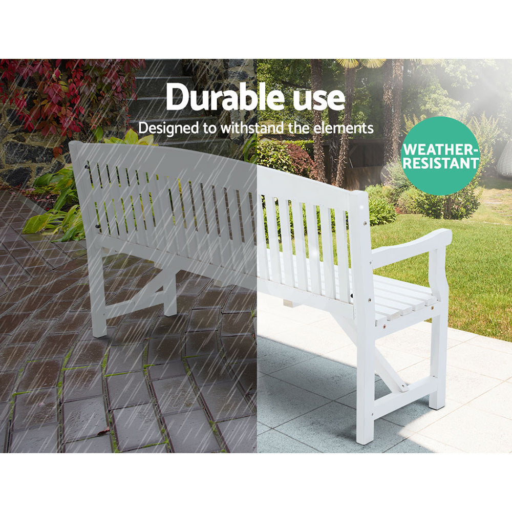 Rustico 3 Seat Outdoor Garden Bench – White – 160cm