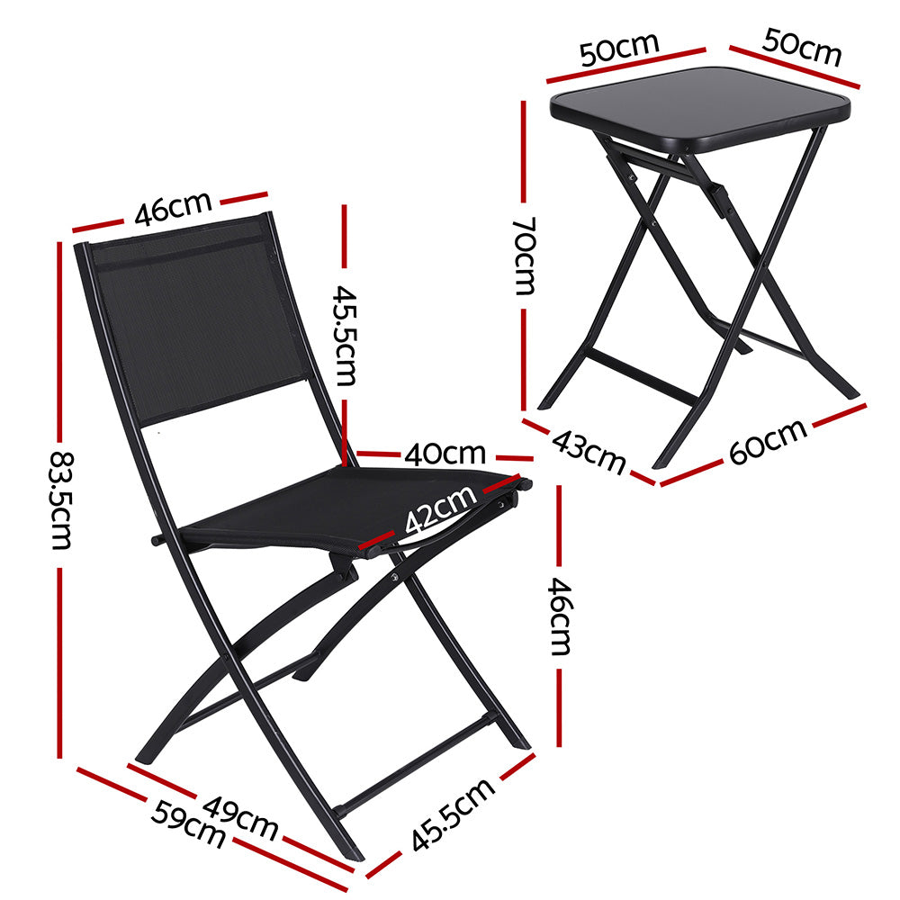 Metro Folding Bistro Set – Black – 3 Piece