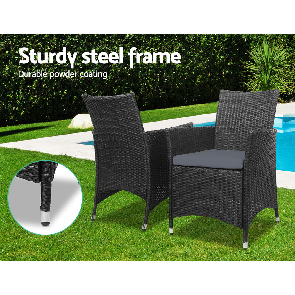 Monaco Outdoor Bistro Set – Black – 3 Piece