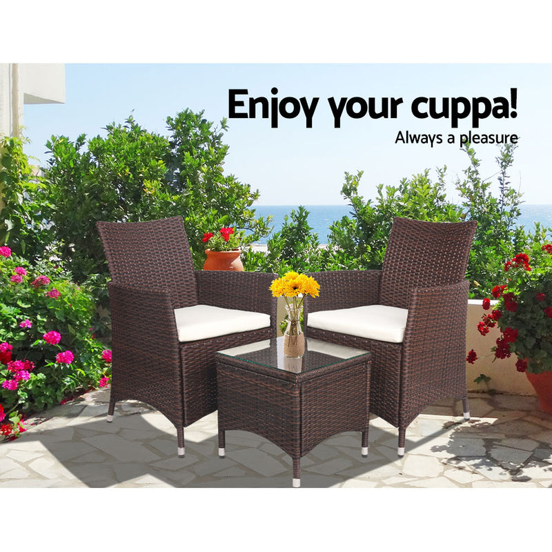 3 PC Outdoor Bistro Set - Brown