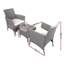 3 PC Outdoor Bistro Set - Grey