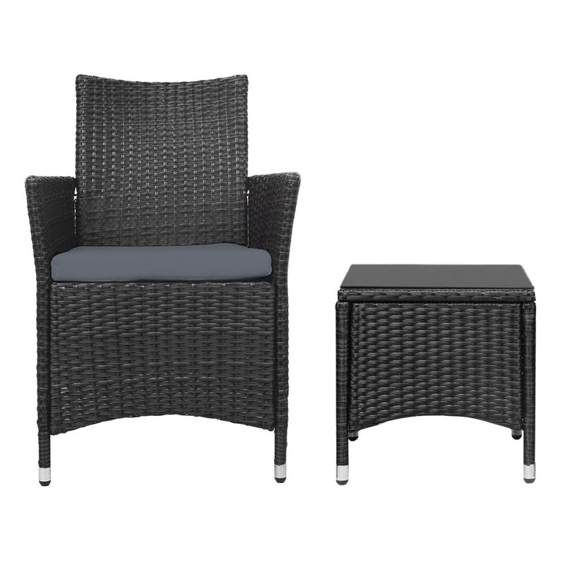 Outdoor Wicker Bistro Set - Black