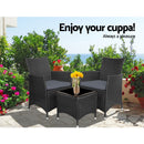 Outdoor Wicker Bistro Set - Black